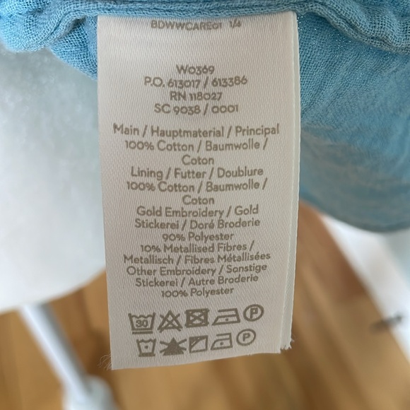 Boden boho embroidered top in heron blue size 8 - Picture 3 of 5